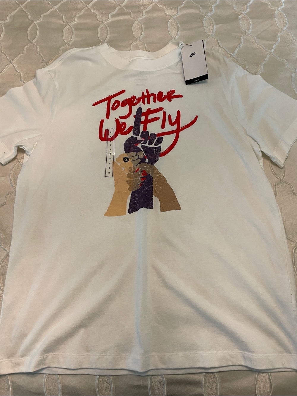 Nike White 'Together We Fly' Graphic Short Sleeve Tee